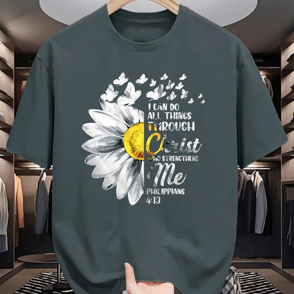 Christian Tee, Christian Faith Unisex T-Shirt/Hoodie/Sweatshirt HLT00 - I Can Do All Things Through Christ - Daisy Flower Religious T-Shirtrist - Christian Gift T-Shirt T-Shirt (Copy)