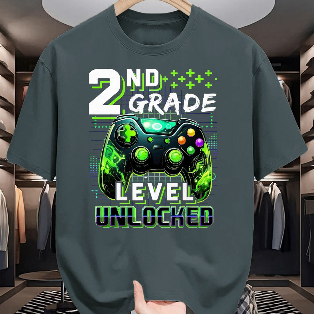 Best Student Shirt, Funny Back To School UnisexT-Shirt/Hoodie/Sweatshirt HLT00 - Back to School 2nd Grade Boys Gamer First Day School Level T-Shirt, Men, Black, 3X-Large