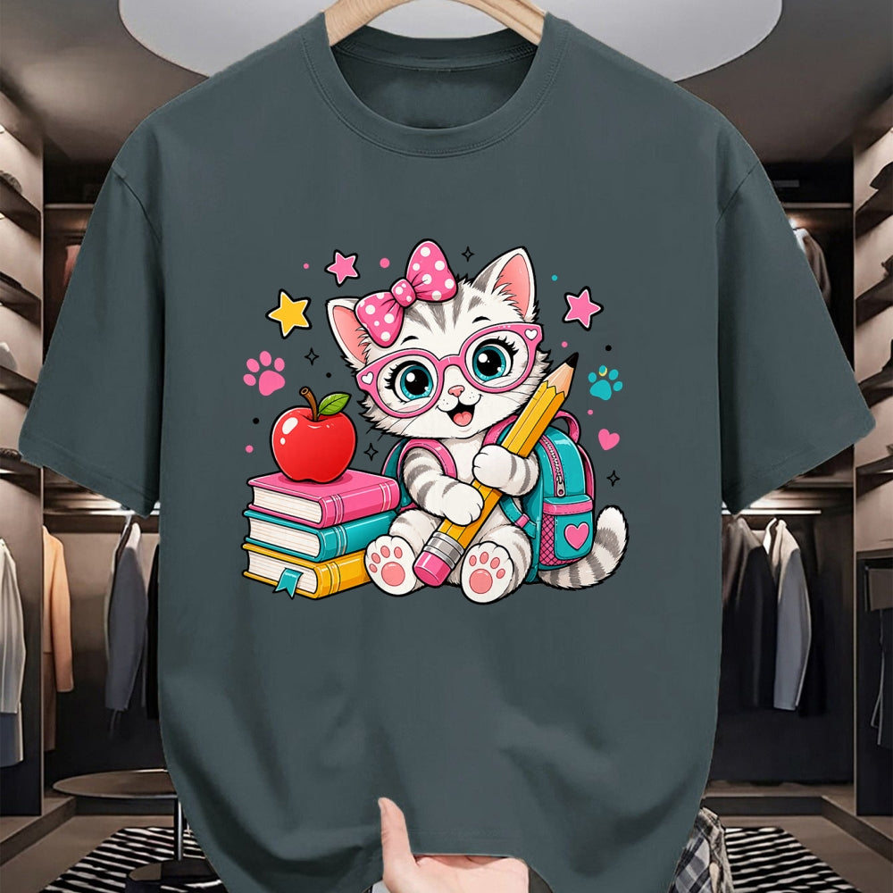 Best Student Shirt, Funny Back To School UnisexT-Shirt/Hoodie/Sweatshirt HLT00 - Cute Kitten Back to School Girl Cat Student T-Shirt