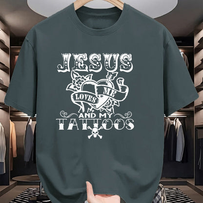 Christian Tee, Christian Faith Unisex T-Shirt/Hoodie/Sweatshirt HLT00 - Jesus Loves Me & My Tattoos Christian Jesus God Tattoo Lover T-Shirt (1)