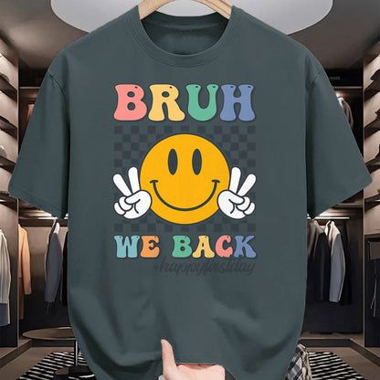 Best Student Shirt, Funny Back To School UnisexT-Shirt/Hoodie/Sweatshirt HLT00 - Bruh We Back Retro Smile Face Happy First Day of School T-Shirt