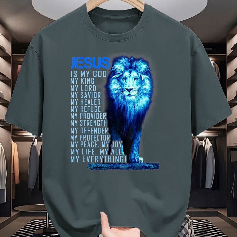 Christian Tee, Christian Faith Unisex T-Shirt/Hoodie/Sweatshirt HLT00 - Lion Christian Jesus Is My God King, Lord, and Savior T-Shirt