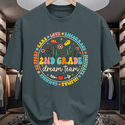 Best Student Shirt, Funny Back To School UnisexT-Shirt/Hoodie/Sweatshirt HLT00 - 2nd Grade Dream Team Back to School Teacher Care Love Floral T-Shirt