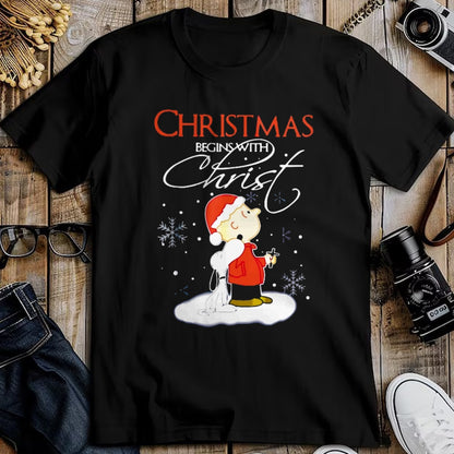 Christian Tee, Christian Faith Unisex T-Shirt/Hoodie/Sweatshirt HLT00 - Christmas Begins With Christ Xmas Gift Holiday costume T-Shirt