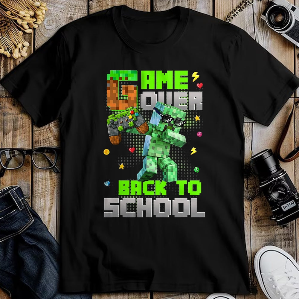 Best Student Shirt, Funny Back To School UnisexT-Shirt/Hoodie/Sweatshirt HLT00 - Game Over Back to School Funny Bruh We Back Kids Boy Gaming T-Shirt, Men, Black, 3X-Large