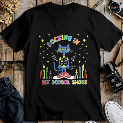Best Student Shirt, Funny Back To School UnisexT-Shirt/Hoodie/Sweatshirt HLT00 - Cat Rocking in My School Shoes Funny Back to School T-Shirt, Youth, Black, Small