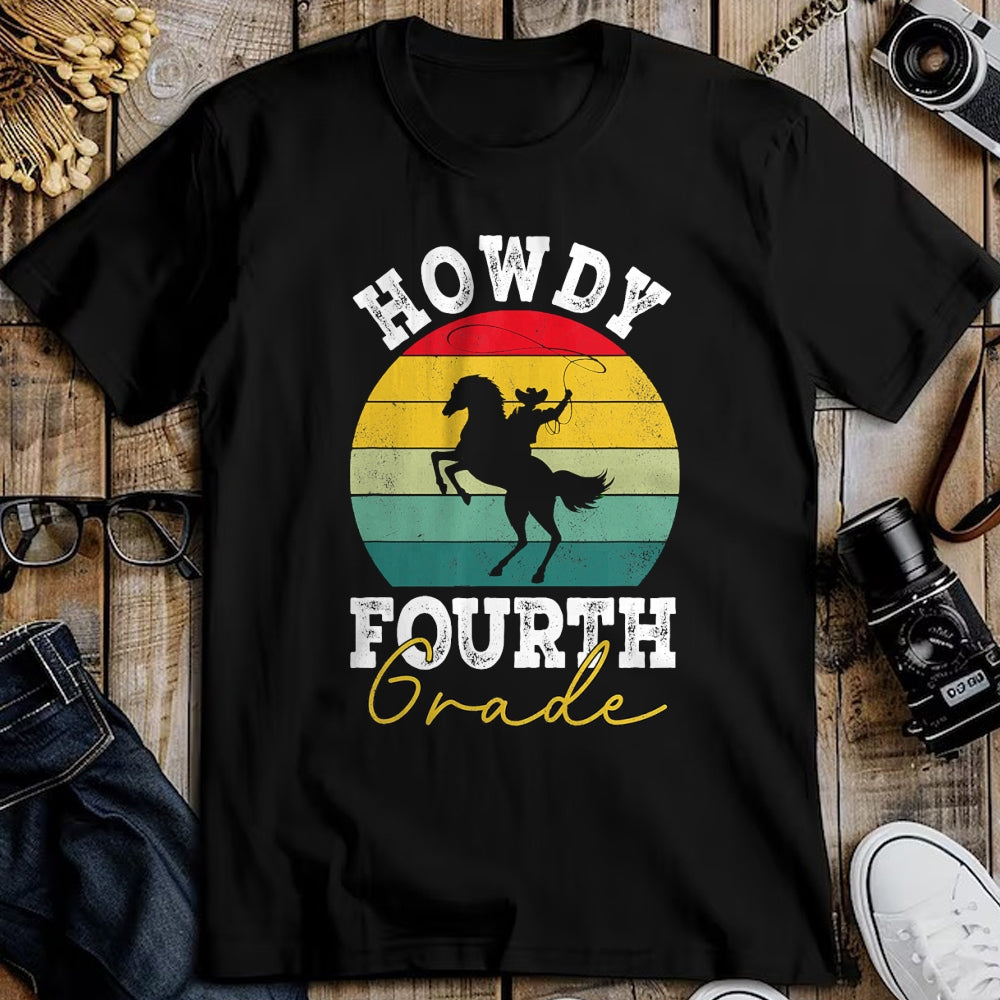 Best Student Shirt, Funny Back To School UnisexT-Shirt/Hoodie/Sweatshirt HLT00 - Howdy 4th Grade Cowboy Western Back To School Fourth Grade T-Shirt