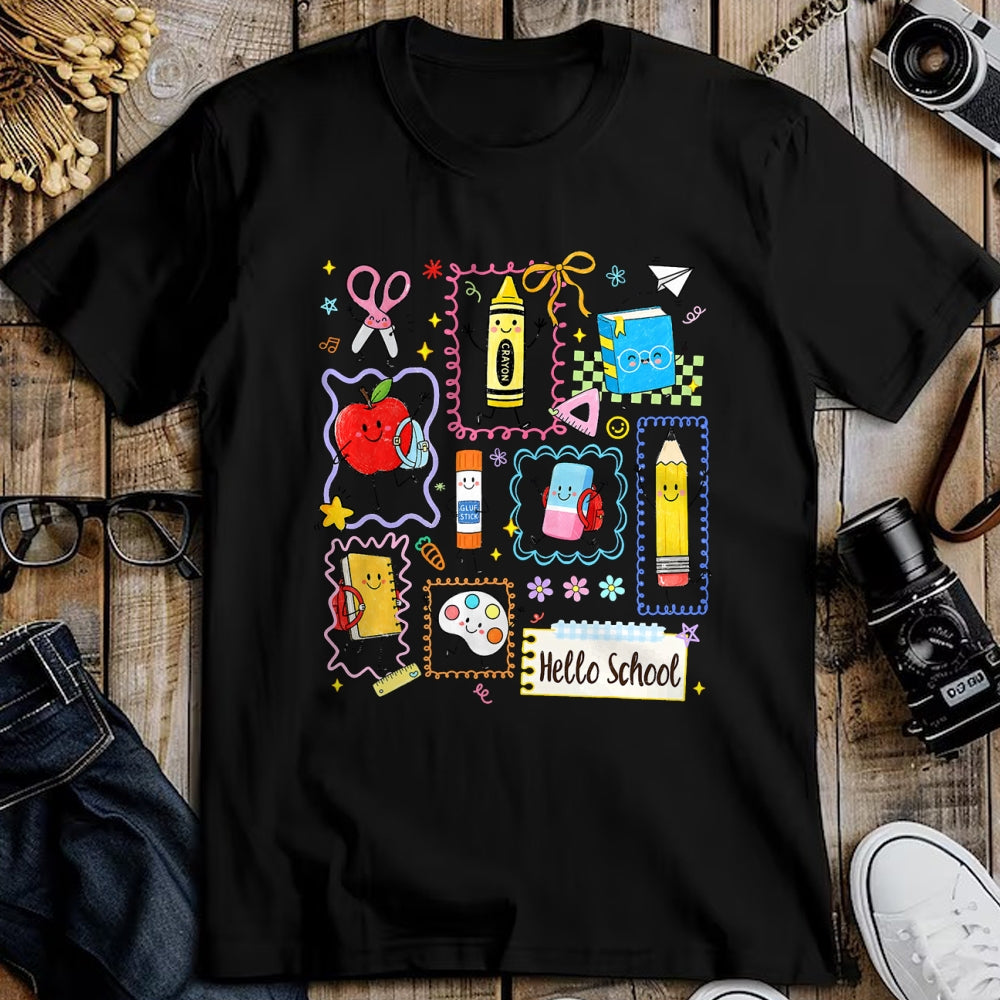 Best Student Shirt, Funny Back To School UnisexT-Shirt/Hoodie/Sweatshirt HLT00 - Back to School Hello School Cute Apple Crayon Boy Girl Kid T-Shirt
