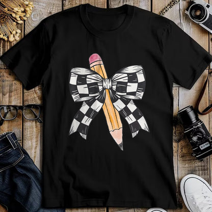 Best Student Shirt, Funny Back To School UnisexT-Shirt/Hoodie/Sweatshirt HLT00 - Back to School Day Checkerboard Coquette Bow Pencil Motivate T-Shirt
