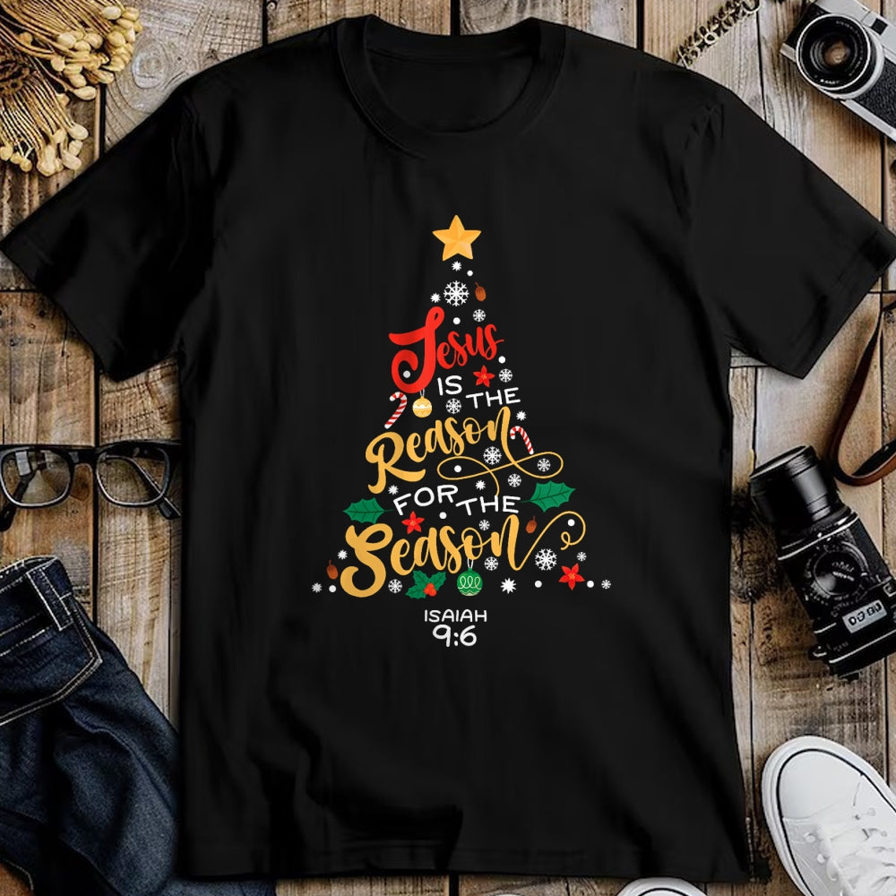 Christian Tee, Christian Faith Unisex T-Shirt/Hoodie/Sweatshirt HLT00 - Jesus Is The Reason For The Season Christian Christmas Tree T-Shirt
