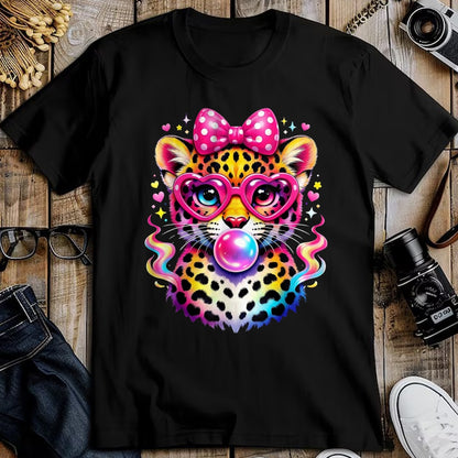 Best Student Shirt, Funny Back To School UnisexT-Shirt/Hoodie/Sweatshirt HLT00 - Funny Leopard Glasses Blowing Bubble Gum Back to School Kids T-Shirt, Women, Black, Medium