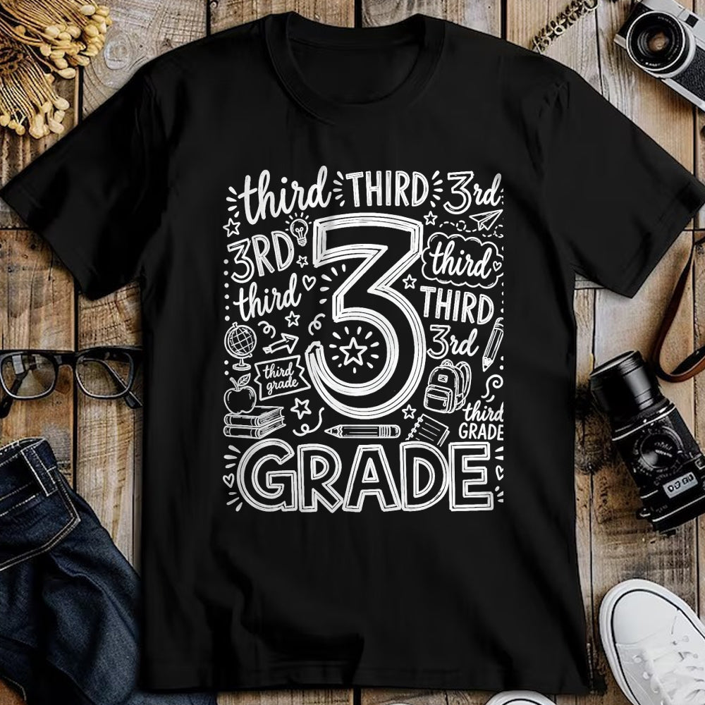 Best Student Shirt, Funny Back To School UnisexT-Shirt/Hoodie/Sweatshirt HLT00 - 3rd Grade Typography Team Third Grade Teacher Back to School T-Shirt, Men, Black, 3X-Large