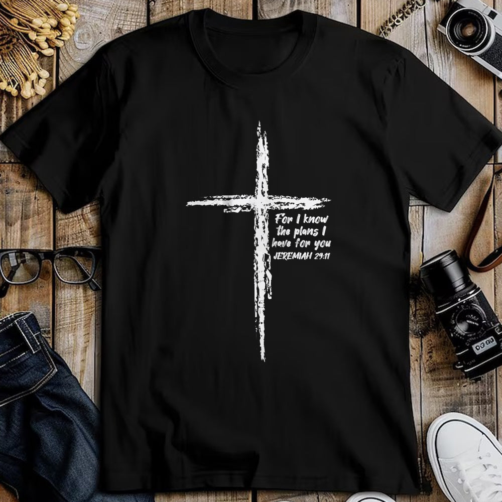 Christian Tee, Christian Faith Unisex T-Shirt/Hoodie/Sweatshirt HLT00 - Cross I Know The Plans Verse Bible Jesus God Christian Gift T-Shirt