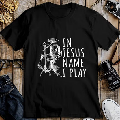 Christian Tee, Christian Faith Unisex T-Shirt/Hoodie/Sweatshirt HLT00 - Christian Drumming In Jesus Name Play Drums Worship Drummer T-Shirt (1)