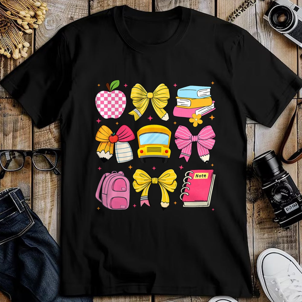 Best Student Shirt, Funny Back To School UnisexT-Shirt/Hoodie/Sweatshirt HLT00 - Back to School Coquette Bow First Day of School Teacher Girl T-Shirt