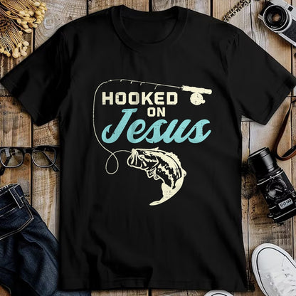 Christian Tee, Christian Faith Unisex T-Shirt/Hoodie/Sweatshirt HLT00 - Hook On Jesus Bass Fishing Christian Religious God Gift T-Shirt