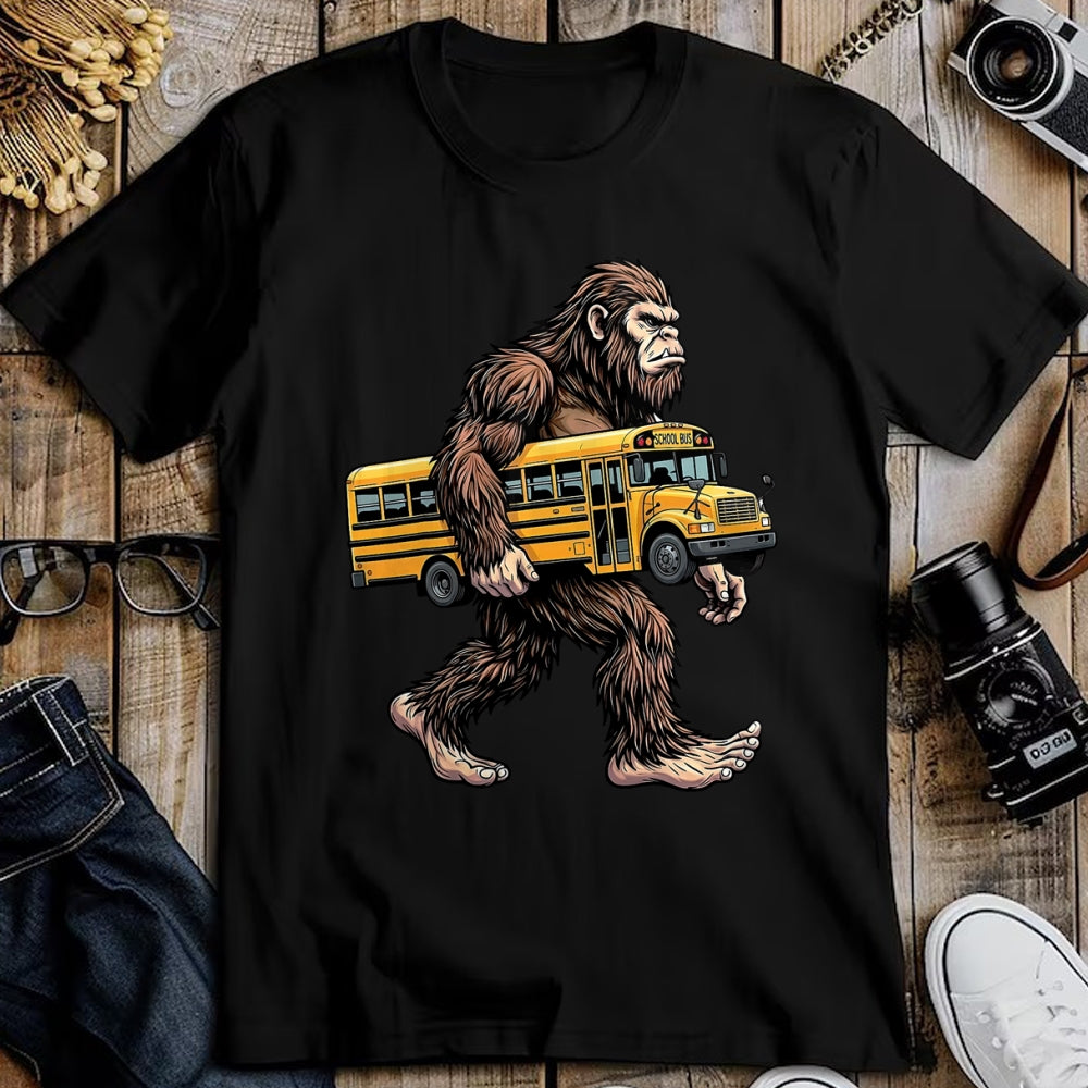 Best Student Shirt, Funny Back To School UnisexT-Shirt/Hoodie/Sweatshirt HLT00 - Bigfoot Carrying School Bus Funny Sasquatch Back to School T-Shirt