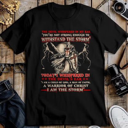 Christian Tee, Christian Faith Unisex T-Shirt/Hoodie/Sweatshirt HLT00 - Knight Templar I Am The Storm For Men Christ Gift Long Sleeve T-Shirt