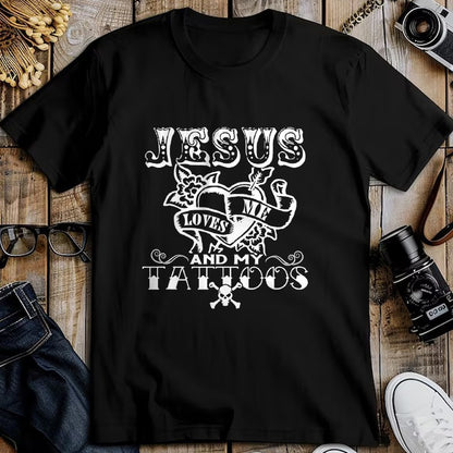 Christian Tee, Christian Faith Unisex T-Shirt/Hoodie/Sweatshirt HLT00 - Jesus Loves Me & My Tattoos Christian Jesus God Tattoo Lover T-Shirt (1)