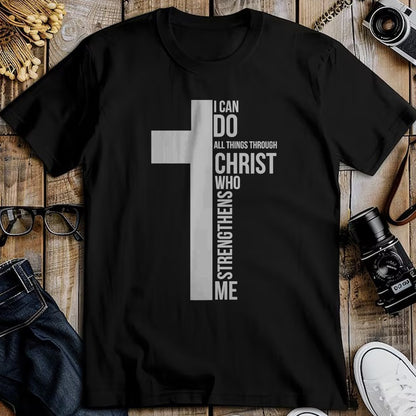 Christian Tee, Christian Faith Unisex T-Shirt/Hoodie/Sweatshirt HLT00 - I Can Do All Things Through Christ Who Strengthens Me Cross T-Shirt