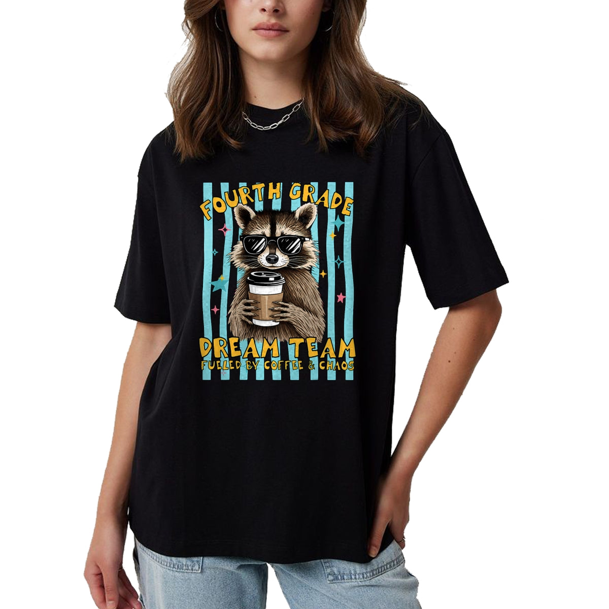 Best Student Shirt, Funny Back To School UnisexT-Shirt/Hoodie/Sweatshirt HLT00 - Fourth 4th Grade Dream Team Raccoon Teacher Back to School T-Shirt