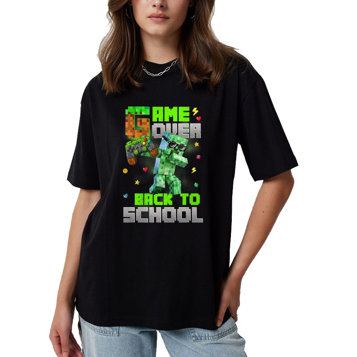 Best Student Shirt, Funny Back To School UnisexT-Shirt/Hoodie/Sweatshirt HLT00 - Game Over Back to School Funny Bruh We Back Kids Boy Gaming T-Shirt, Men, Black, 3X-Large