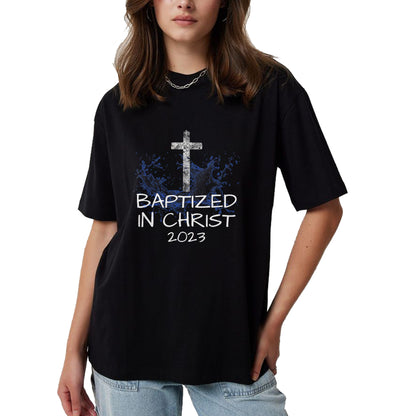 Christian Tee, Christian Faith Unisex T-Shirt/Hoodie/Sweatshirt HLT00 -  Baptized in Christ 2023 New Christian Baptism Convert Bible T-Shirt