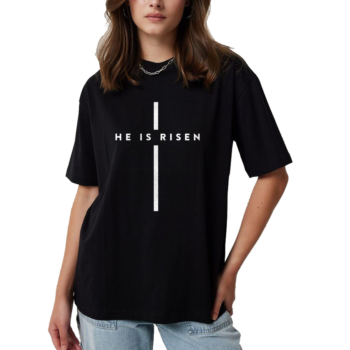 Christian Tee, Christian Faith Unisex T-Shirt/Hoodie/Sweatshirt HLT00 - He Is Risen Cross Jesus Easter Day Christmas Christians T-Shirt (1)