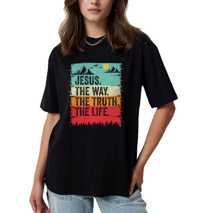 Christian Tee, Christian Faith Unisex T-Shirt/Hoodie/Sweatshirt HLT00 - Jesus The Way Truth Life Women Men Kids Christian Worship T-Shirt (1)
