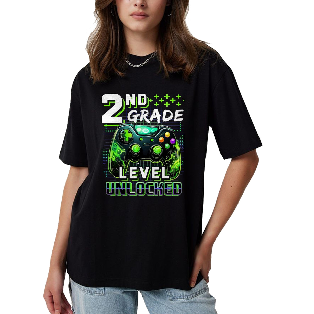 Best Student Shirt, Funny Back To School UnisexT-Shirt/Hoodie/Sweatshirt HLT00 - Back to School 2nd Grade Boys Gamer First Day School Level T-Shirt, Men, Black, 3X-Large