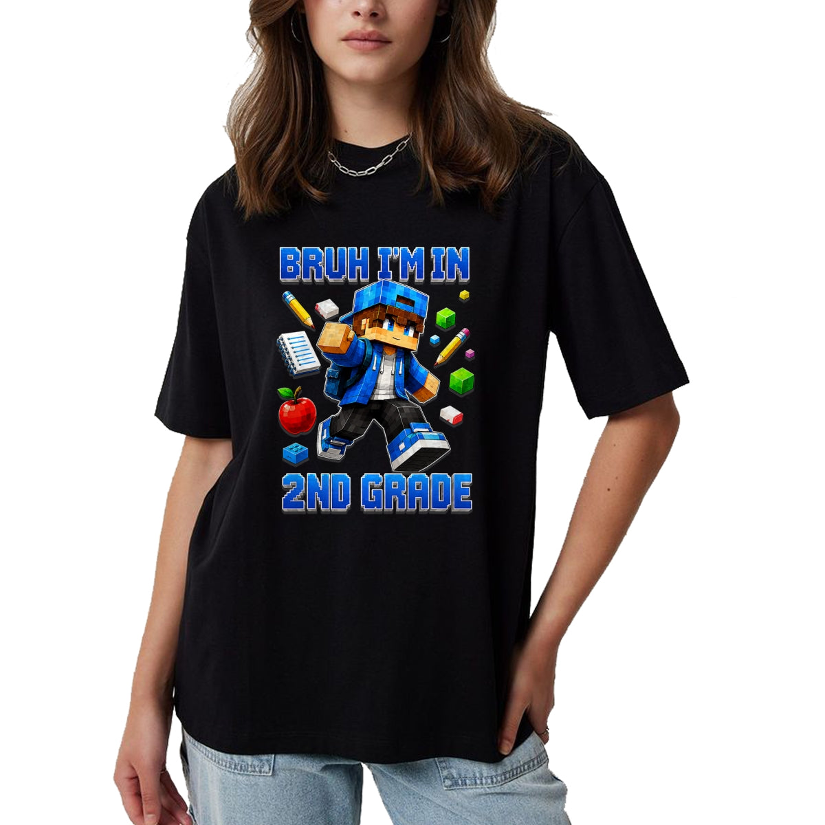 Best Student Shirt, Funny Back To School UnisexT-Shirt/Hoodie/Sweatshirt HLT00 - Bruh I_m in 2nd Grade Back to School Gamer Boy T-Shirt