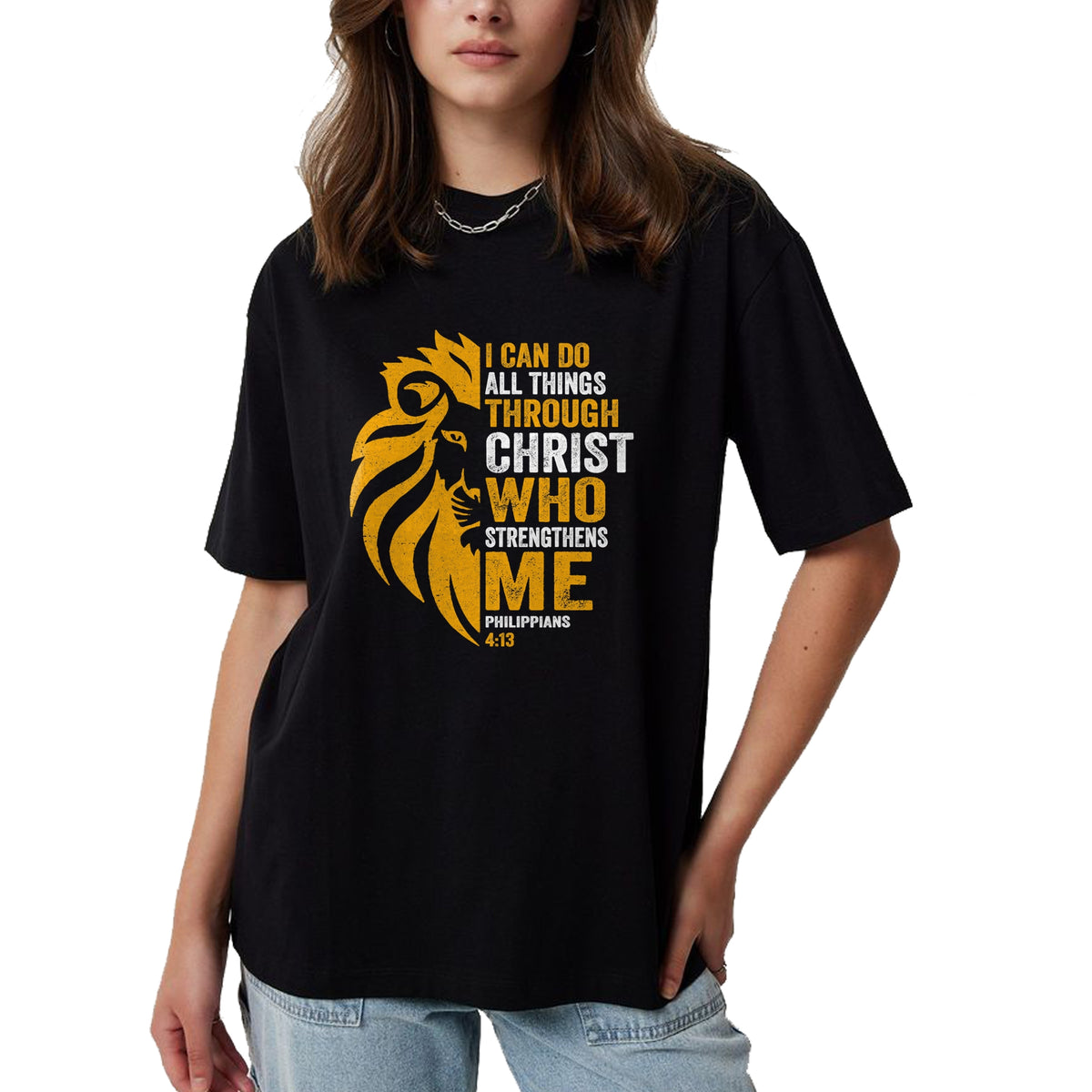 Christian Tee, Christian Faith Unisex T-Shirt/Hoodie/Sweatshirt HLT00 - I Can Do All Thing Through Christ Lion Philippians Faith T-Shirt