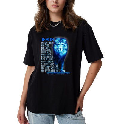 Christian Tee, Christian Faith Unisex T-Shirt/Hoodie/Sweatshirt HLT00 - Lion Christian Jesus Is My God King, Lord, and Savior T-Shirt