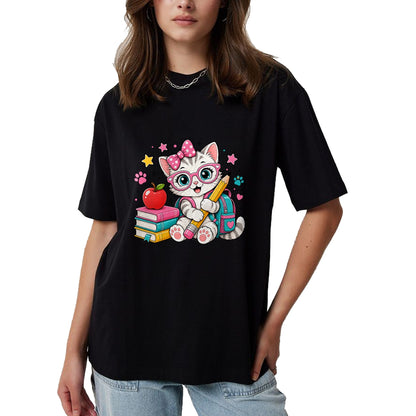 Best Student Shirt, Funny Back To School UnisexT-Shirt/Hoodie/Sweatshirt HLT00 - Cute Kitten Back to School Girl Cat Student T-Shirt