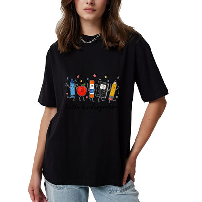 Best Student Shirt, Funny Back To School UnisexT-Shirt/Hoodie/Sweatshirt HLT00 - Back to School Teachers Doodles Crayon Hello Kindergarten T-Shirt