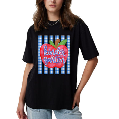 Best Student Shirt, Funny Back To School UnisexT-Shirt/Hoodie/Sweatshirt HLT00 - Kindergarten Apple Striped Happy First Day Back to School T-Shirt