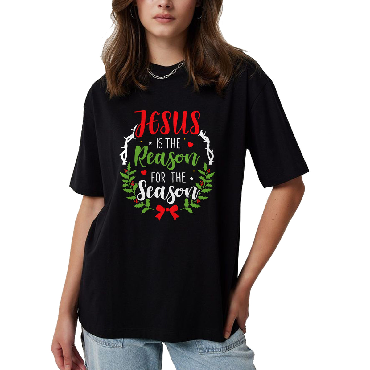 Christian Tee, Christian Faith Unisex T-Shirt/Hoodie/Sweatshirt HLT00 - Jesus is the reason for the season christian christmas T-Shirt (1)