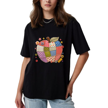 Best Student Shirt, Funny Back To School UnisexT-Shirt/Hoodie/Sweatshirt HLT00 - Cute Patchwork Preppy Apples Back to School Teacher Student T-Shirt (2)