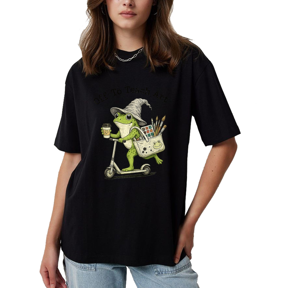 Best Student Shirt, Funny Back To School UnisexT-Shirt/Hoodie/Sweatshirt HLT00 - Frog Art Teacher Off to Teach Creative Classroom Painting T-Shirt