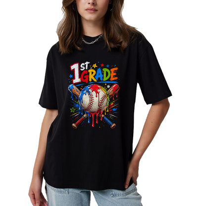 Best Student Shirt, Funny Back To School UnisexT-Shirt/Hoodie/Sweatshirt HLT00 - 1st Grade Back to School Baseball drip ice Cream T-Shirt