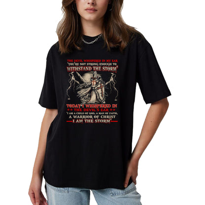 Christian Tee, Christian Faith Unisex T-Shirt/Hoodie/Sweatshirt HLT00 - Knight Templar I Am The Storm For Men Christ Gift Long Sleeve T-Shirt
