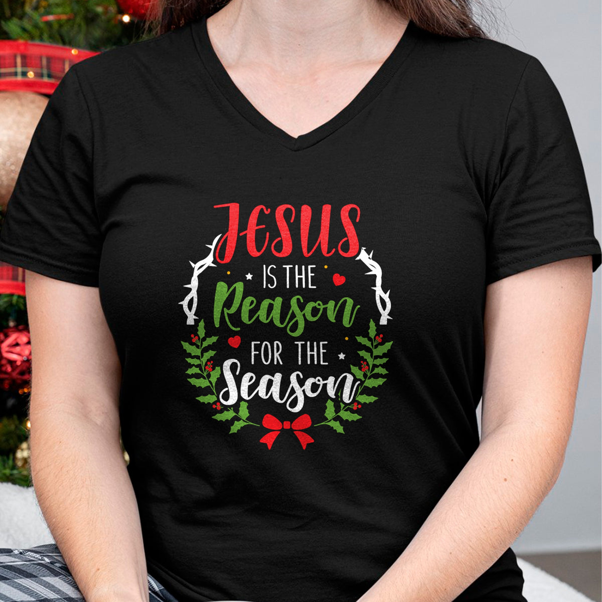 Christian Tee, Christian Faith Unisex T-Shirt/Hoodie/Sweatshirt HLT00 - Jesus is the reason for the season christian christmas Long Sleeve T-Shirt (1)
