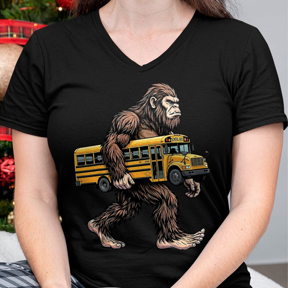 Best Student Shirt, Funny Back To School UnisexT-Shirt/Hoodie/Sweatshirt HLT00 - Bigfoot Carrying School Bus Funny Sasquatch Back to School T-Shirt
