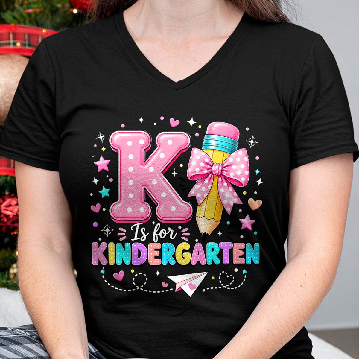 Best Student Shirt, Funny Back To School UnisexT-Shirt/Hoodie/Sweatshirt HLT00 - K is for Kindergarten Teacher Coquette Bow Back to School T-Shirt