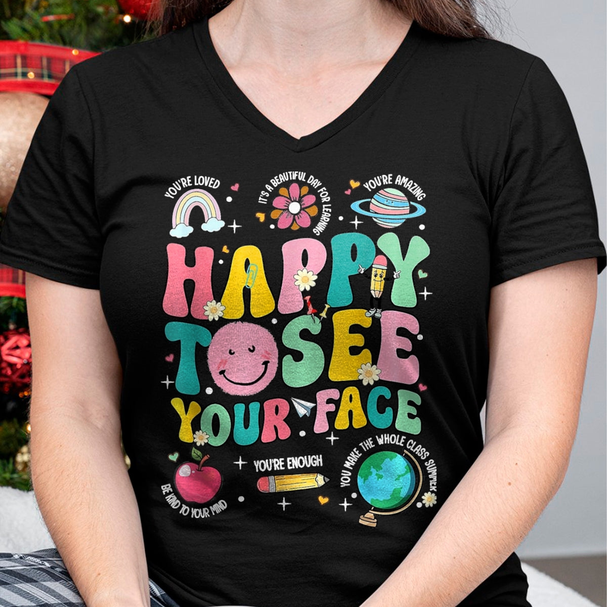 Best Student Shirt, Funny Back To School UnisexT-Shirt/Hoodie/Sweatshirt HLT00 - Happy to See Your Face Teacher Back to School T-Shirt, Women, Orange, XX-Large