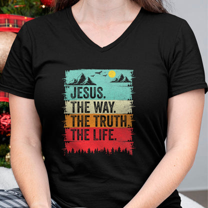 Christian Tee, Christian Faith Unisex T-Shirt/Hoodie/Sweatshirt HLT00 - Jesus The Way Truth Life Women Men Kids Christian Worship T-Shirt