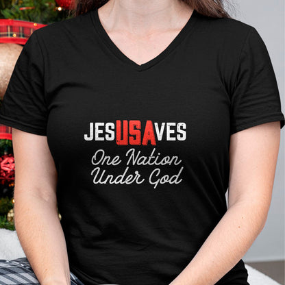 Christian Tee, Christian Faith Unisex T-Shirt/Hoodie/Sweatshirt HLT00 - Jesus Saves USA One Nation Under God Jesus Christian Gift T-Shirt