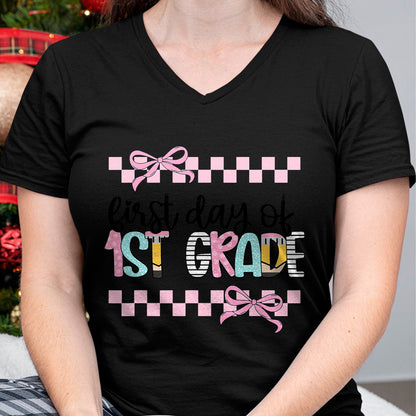 Best Student Shirt, Funny Back To School UnisexT-Shirt/Hoodie/Sweatshirt HLT00 - First Day of 1st Grade Teacher Girl Coquette Back to School T-Shirt