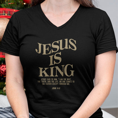 Christian Tee, Christian Faith Unisex T-Shirt/Hoodie/Sweatshirt HLT00 - Jesus Is King Jesus John 146 Costume Christian (On Back) T-Shirt (1)