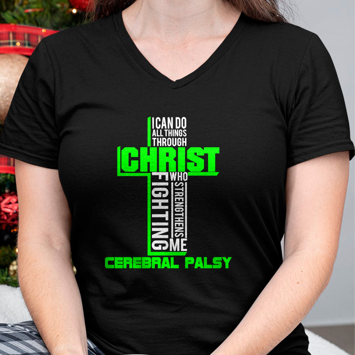 Christian Tee, Christian Faith Unisex T-Shirt/Hoodie/Sweatshirt HLT00 -  All Through Christ Cerebral Palsy Warrior Awareness shirt T-Shirt